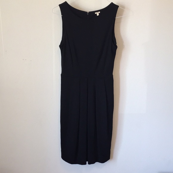 J. Crew Black Pleated Sleeveless Wool ALine Dress - Picture 2 of 7